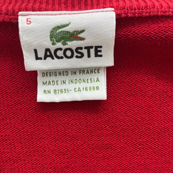 Red Vintage Lacoste Sweater — Size 5 - Picture 3 of 3